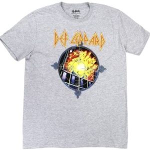Def Leppard Mens Gray Short Sleeve Pyromania Shirt